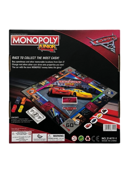 Monopoly Junior Cars Edition – Disney Pixar Board Game for Kids | Ages 5+ | 2-4 Players | Family Game Night | Toys n Stuff Pakistan