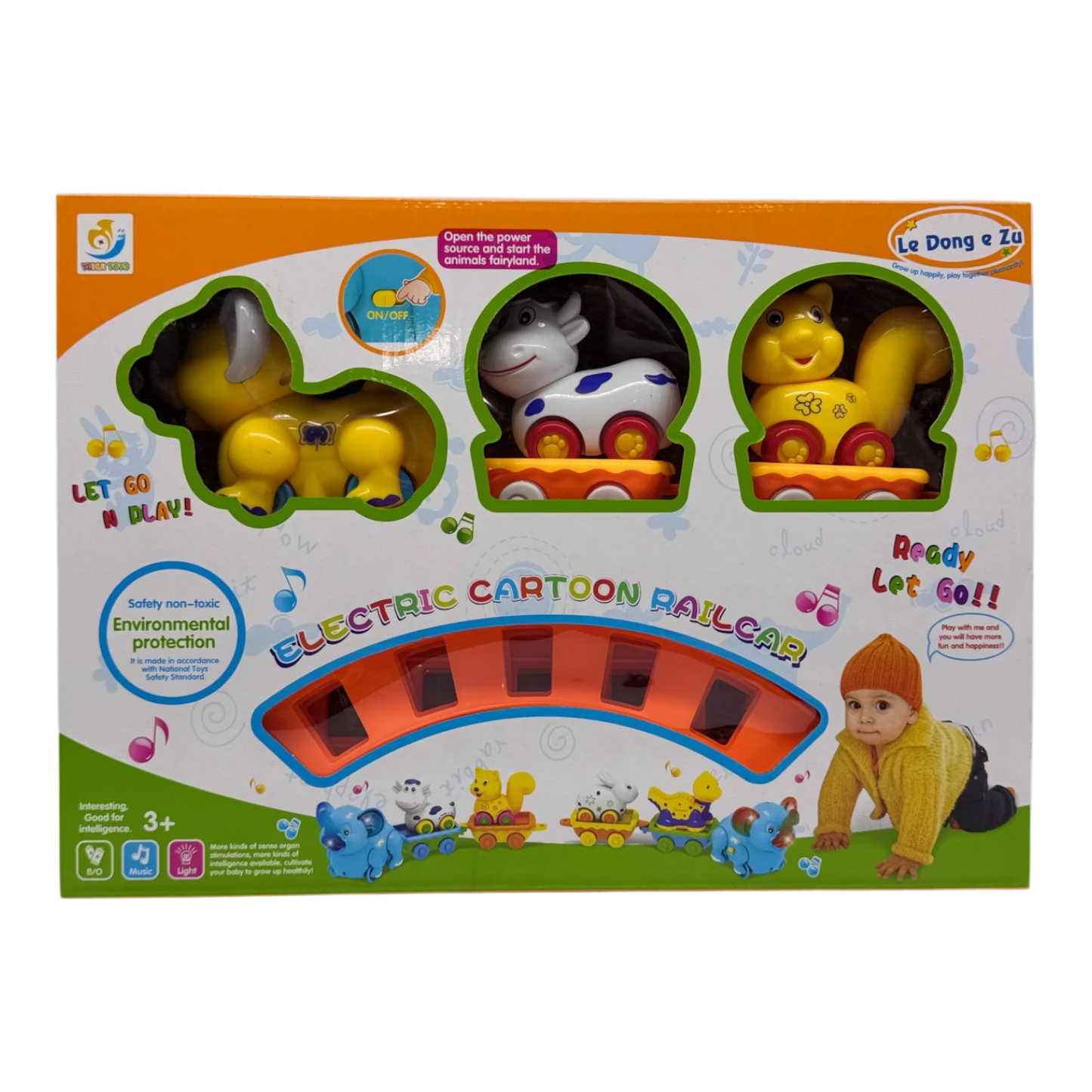 Electric Cartoon Railcar Toy Set for Kids – Animal Train with Music & Lights (Ages 3+)