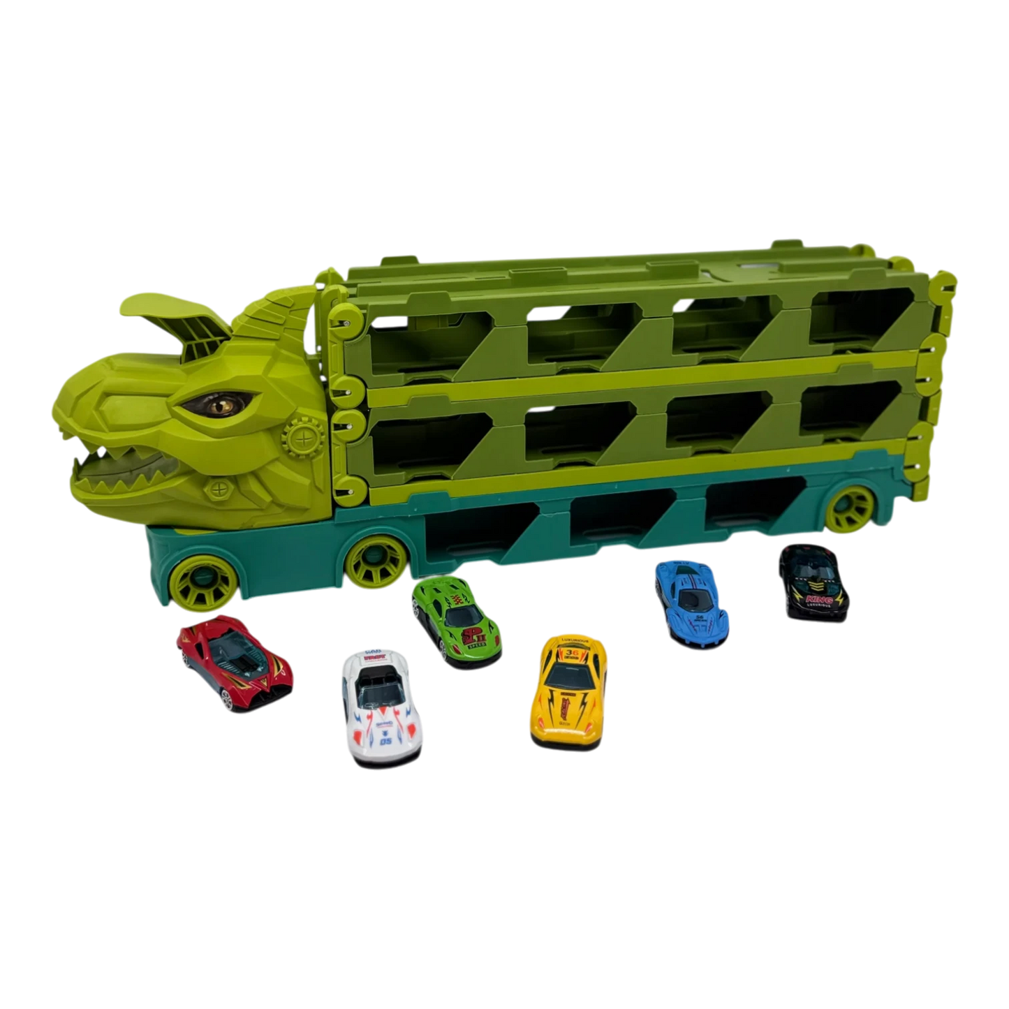 Dinosaur Catapult Truck Toy for Kids – Car Carrier Transporter with Launch Track (3+ Ages)