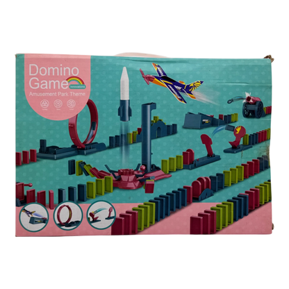 Domino Game Set for Kids – Amusement Park Theme Automatic Domino Train & Track (Educational Toy)