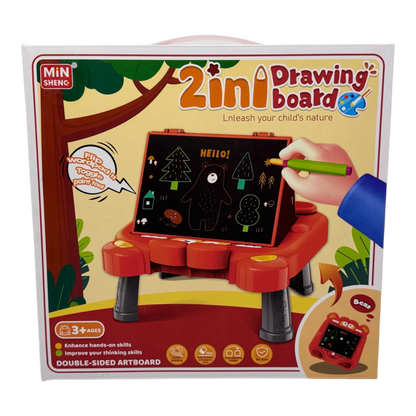 2 in 1 Drawing Board for Kids – Double-Sided Art Board with Markers & Chalk (Ages 3+)