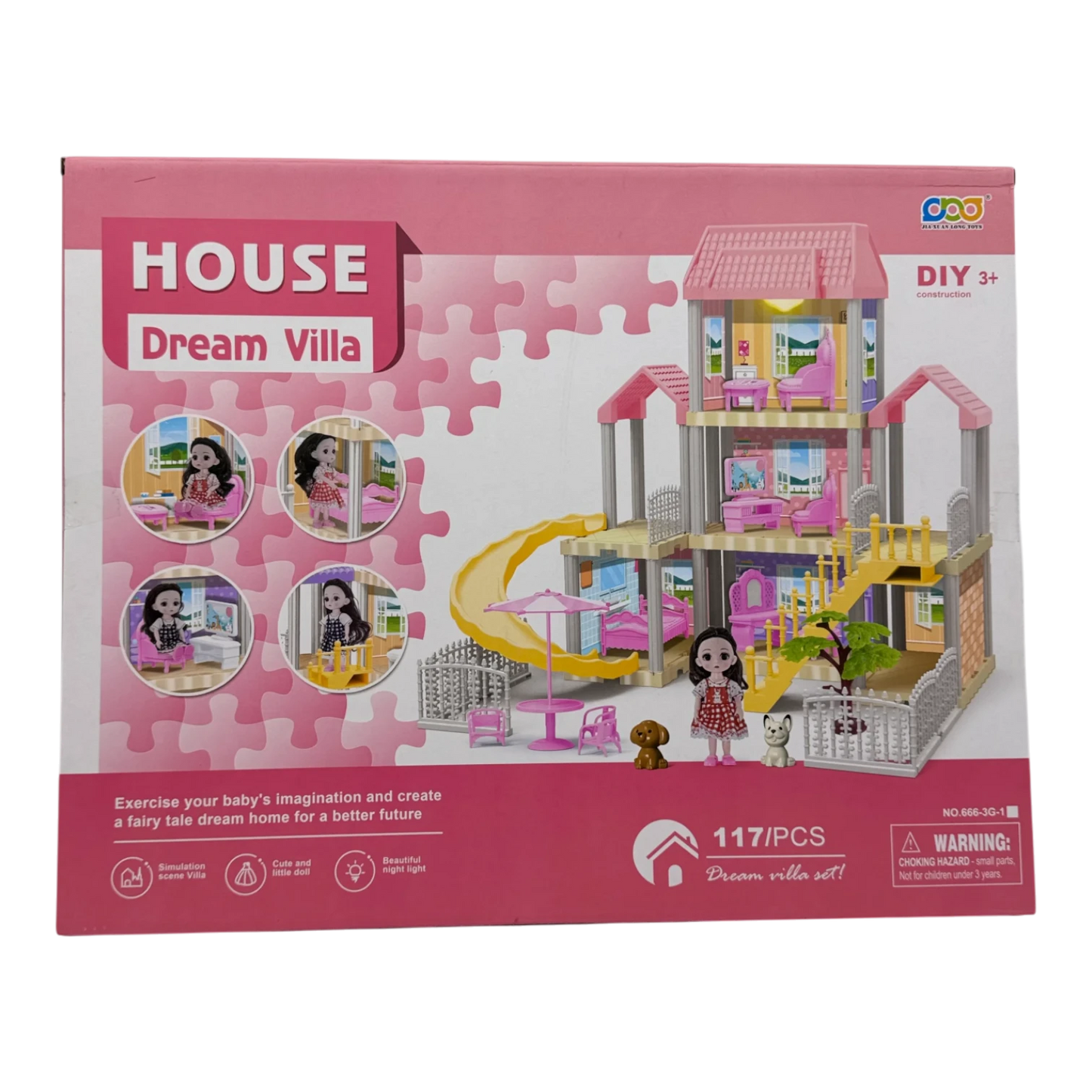 Dream Villa Doll House for Kids – DIY 117 PCS House Play Set with Furniture & Dolls (Ages 3+)