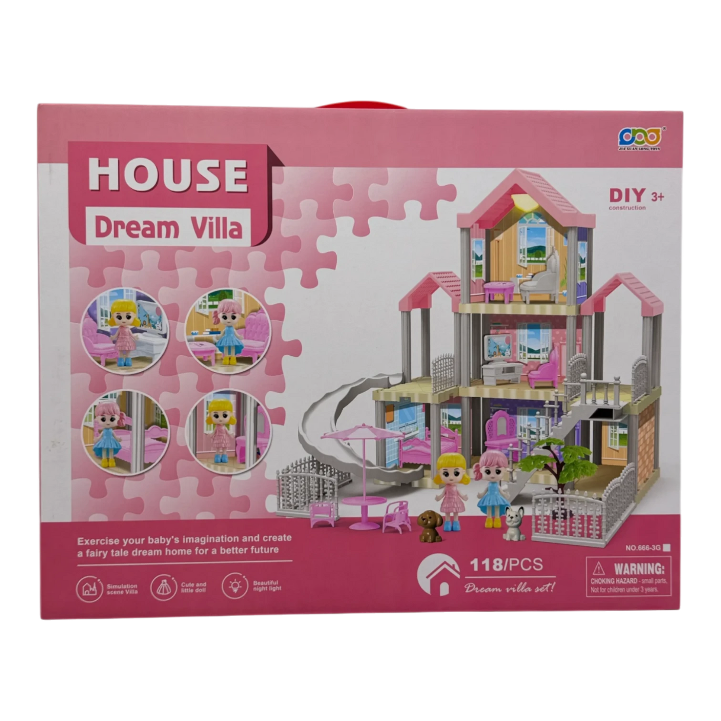 Dream Villa Doll House for Kids – DIY 117 PCS House Play Set with Furniture & Dolls (Ages 3+)