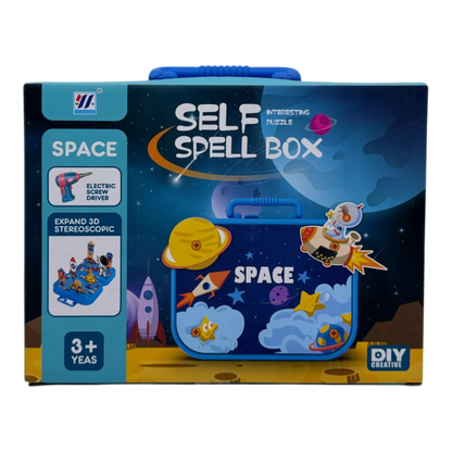 Space Self Spell Box for Kids – DIY Creative Puzzle & Electric Screwdriver Set