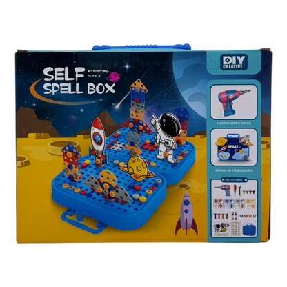 Space Self Spell Box for Kids – DIY Creative Puzzle & Electric Screwdriver Set
