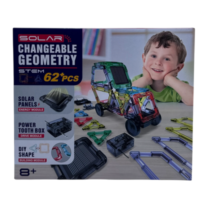 Solar Changeable Geometry STEM Toy – 62+ PCS Magnetic Building Set for Kids