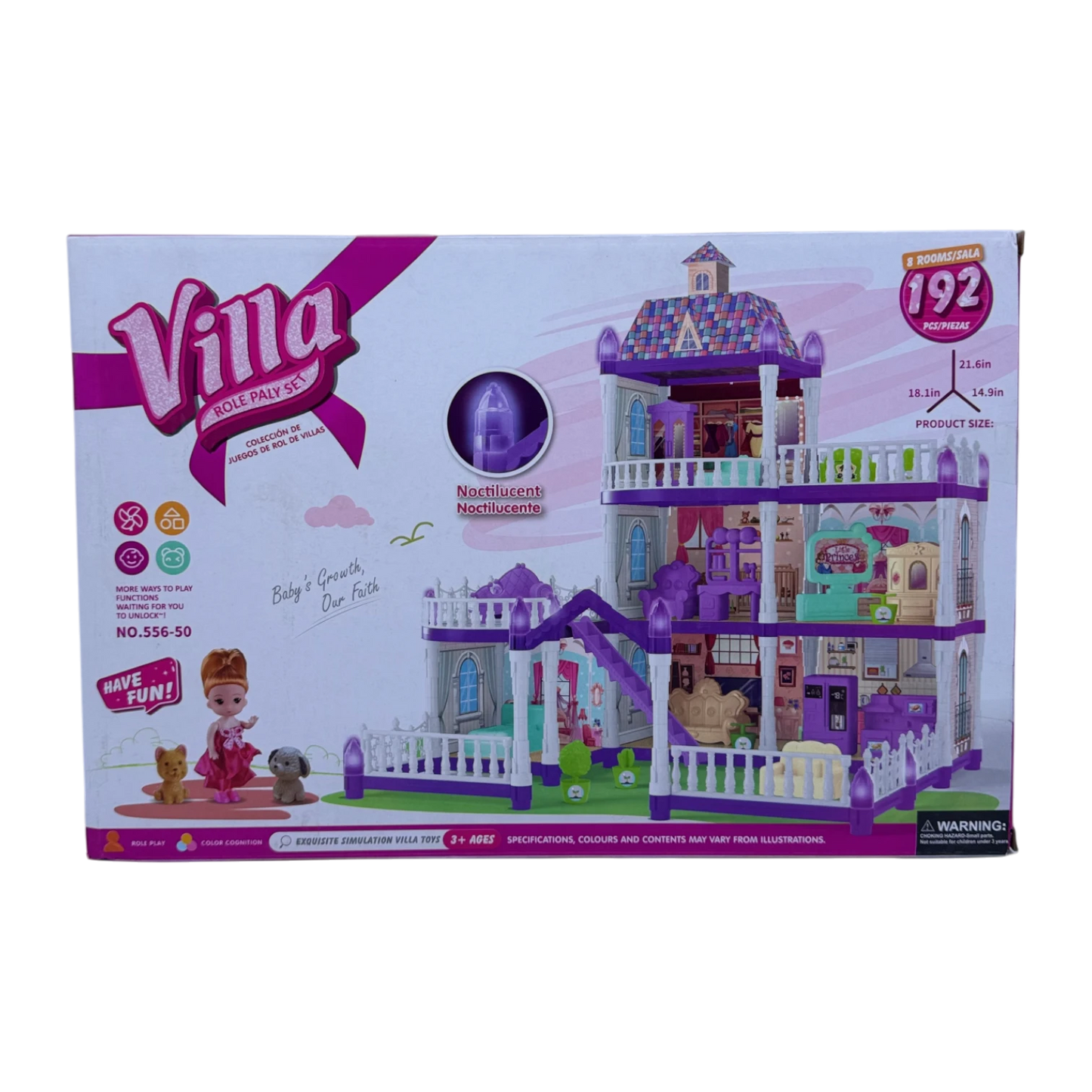 Luxury Villa Doll House Play Set – 192 PCS Role Play Toy for Kids
