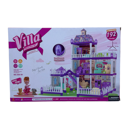 Luxury Villa Doll House Play Set – 192 PCS Role Play Toy for Kids