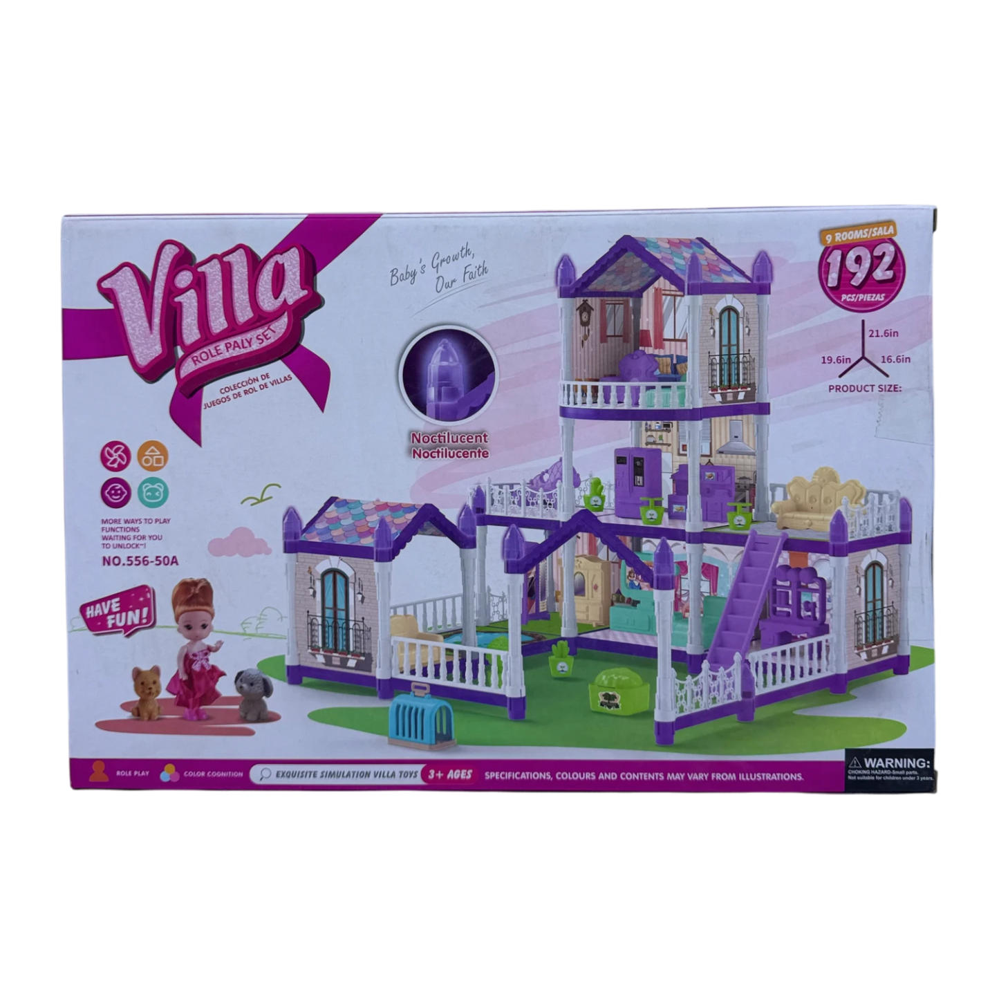 Luxury Villa Doll House Play Set – 192 PCS Role Play Toy for Kids
