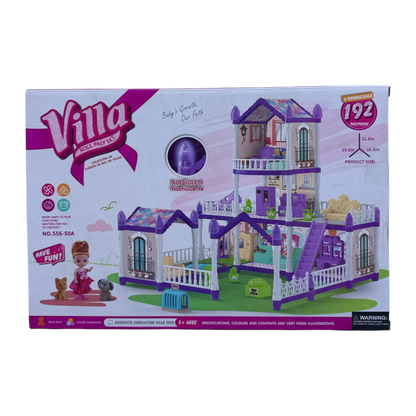 Luxury Villa Doll House Play Set – 192 PCS Role Play Toy for Kids