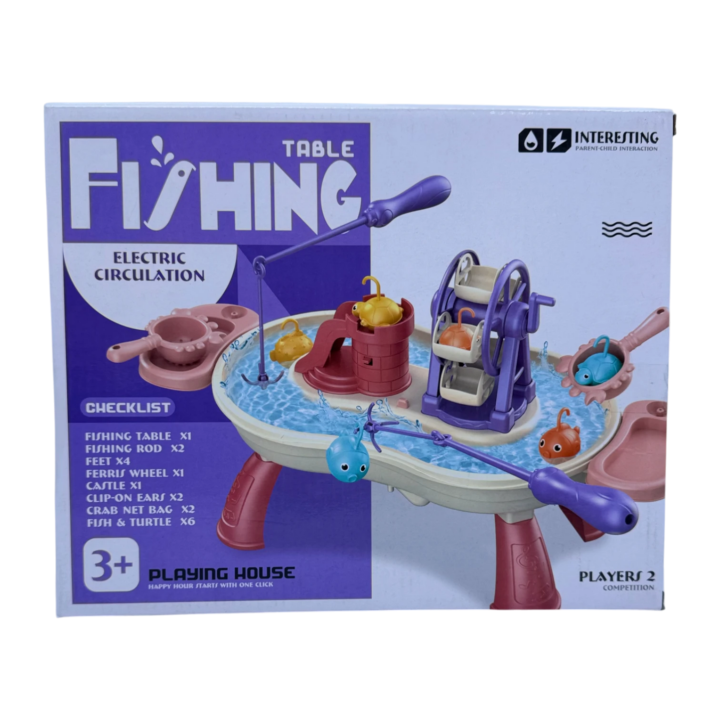 Electric Table Fishing Game for Kids 3+ | Rotating Fishing Toy Set with Rods & Water Circulation