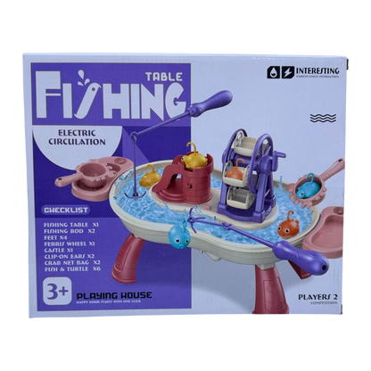 Electric Table Fishing Game for Kids 3+ | Rotating Fishing Toy Set with Rods & Water Circulation