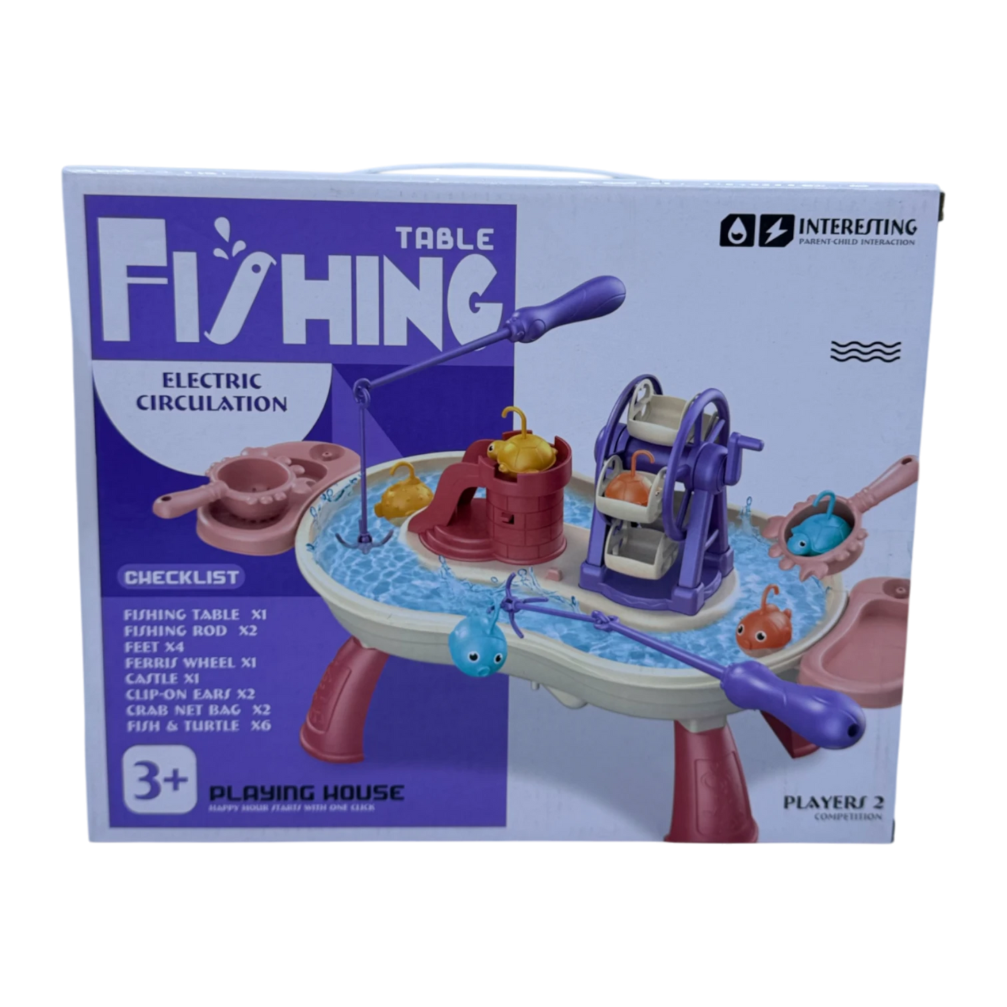 Electric Table Fishing Game for Kids 3+ | Rotating Fishing Toy Set with Rods & Water Circulation