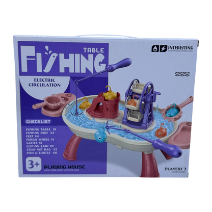 Electric Table Fishing Game for Kids 3+ | Rotating Fishing Toy Set with Rods & Water Circulation