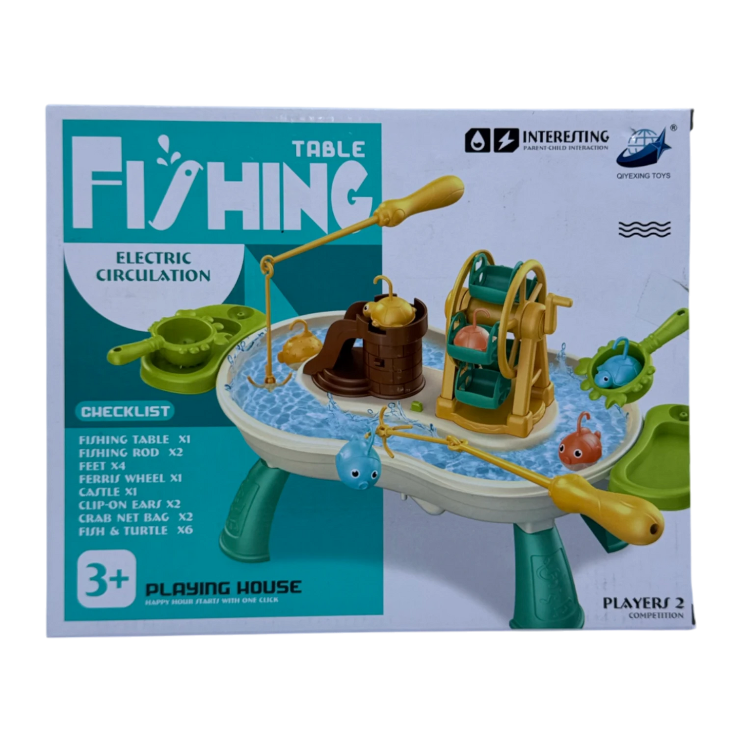Electric Table Fishing Game for Kids 3+ | Rotating Fishing Toy Set with Rods & Water Circulation