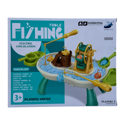 Electric Table Fishing Game for Kids 3+ | Rotating Fishing Toy Set with Rods & Water Circulation