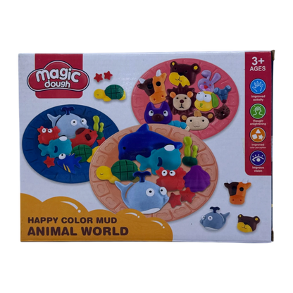 Magic Dough Animal World Play Set for Kids 3+ | Color Clay Modeling Kit with Animal Shapes