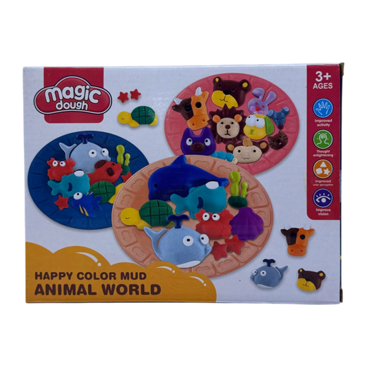 Magic Dough Animal World Play Set for Kids 3+ | Color Clay Modeling Kit with Animal Shapes