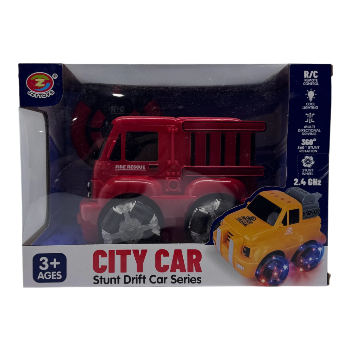 RC City Car Stunt Drift Fire Truck 2.4GHz for Kids 3+ | 360° Rotation Remote Control Car with Lights