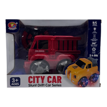 RC City Car Stunt Drift Fire Truck 2.4GHz for Kids 3+ | 360° Rotation Remote Control Car with Lights