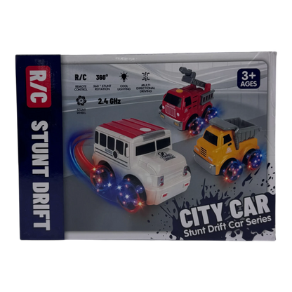 RC City Car Stunt Drift Fire Truck 2.4GHz for Kids 3+ | 360° Rotation Remote Control Car with Lights