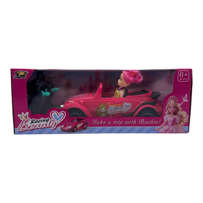 Racing Beauty Doll RC Car for Girls 6+ | Remote Control Barbie Style Convertible Toy Car