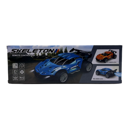RC Skeleton Sports Car 1:16 Scale for Kids 6+ | Remote Control Racing Car Toy