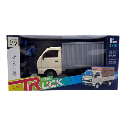 RC Cargo Truck 1:16 Scale 2.4GHz for Kids 6+ | Remote Control Delivery Truck with Lights and Spray