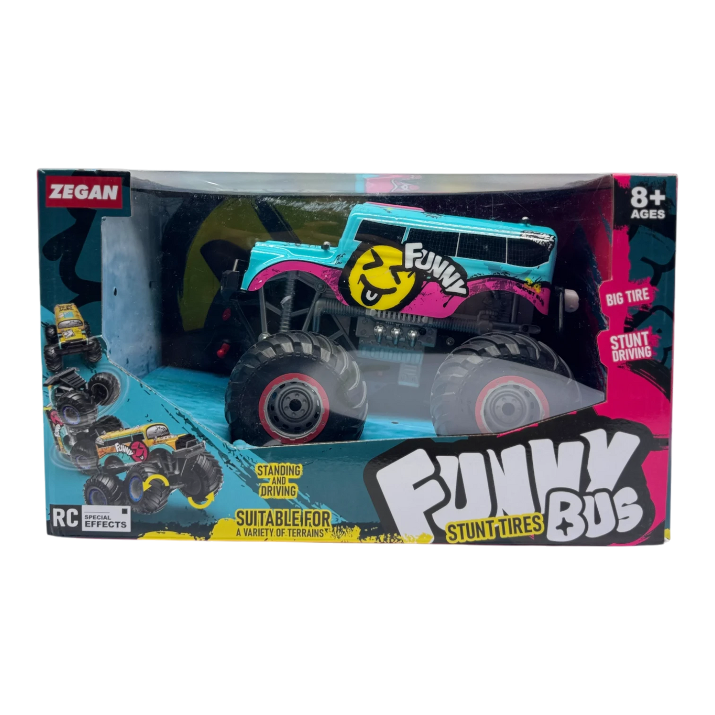 Funny Stunt Tires Bus RC Car – Big Wheel Off-Road Stunt Bus Toy for Kids (Zegan)