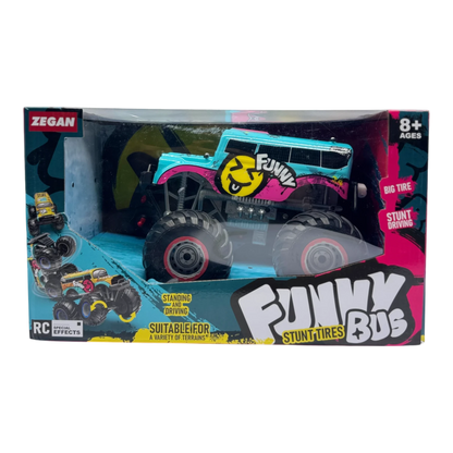 Funny Stunt Tires Bus RC Car – Big Wheel Off-Road Stunt Bus Toy for Kids (Zegan)