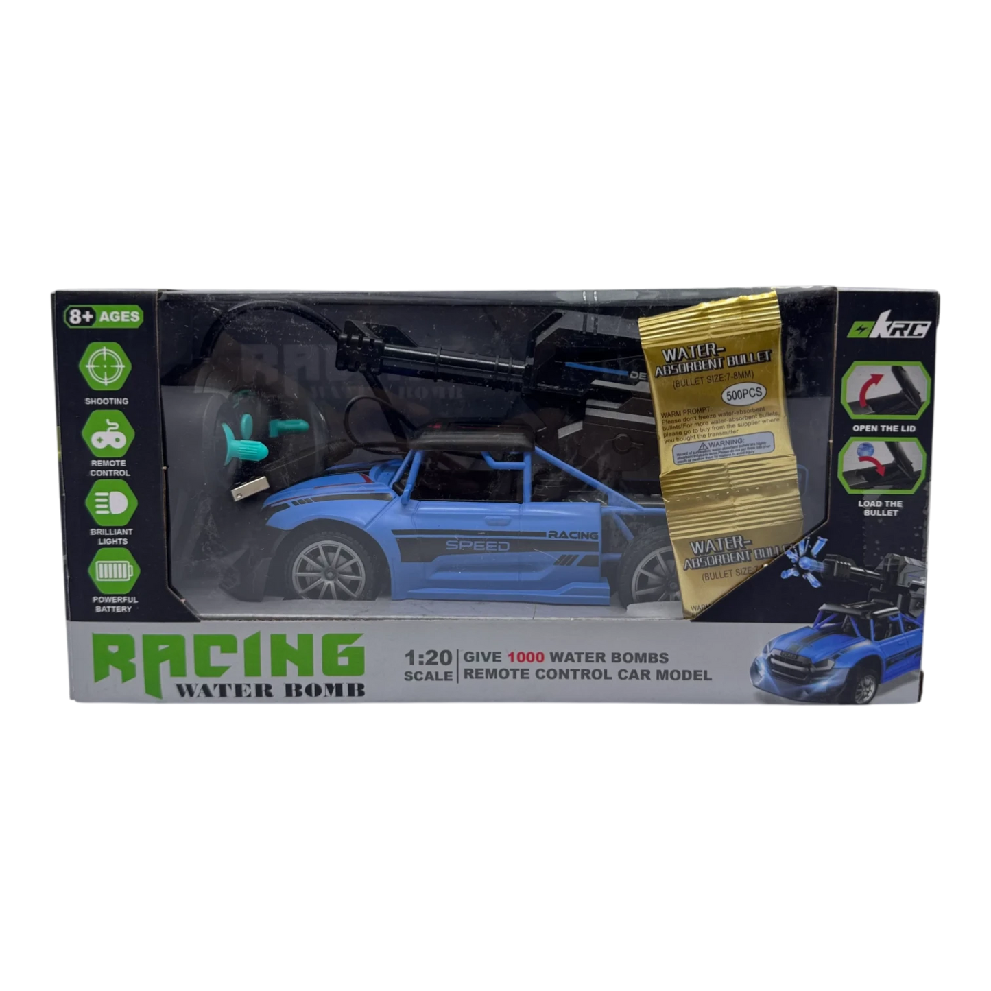 Racing Water Bomb RC Car 1:20 – Remote Control Shooting Car with Water Gel Bullets for Kids