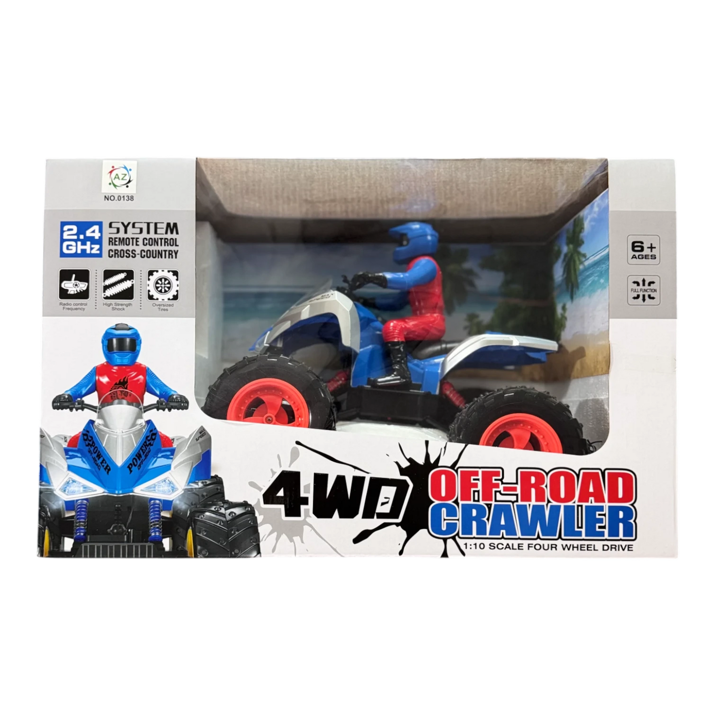 4WD Off-Road Crawler RC ATV 1:10 – Four Wheel Drive Remote Control Bike with Rider Toy