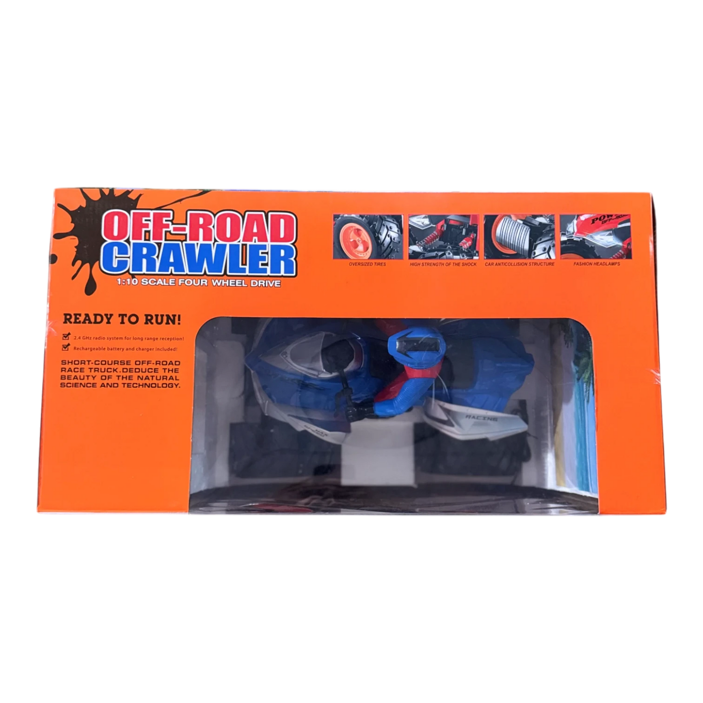 4WD Off-Road Crawler RC ATV 1:10 – Four Wheel Drive Remote Control Bike with Rider Toy