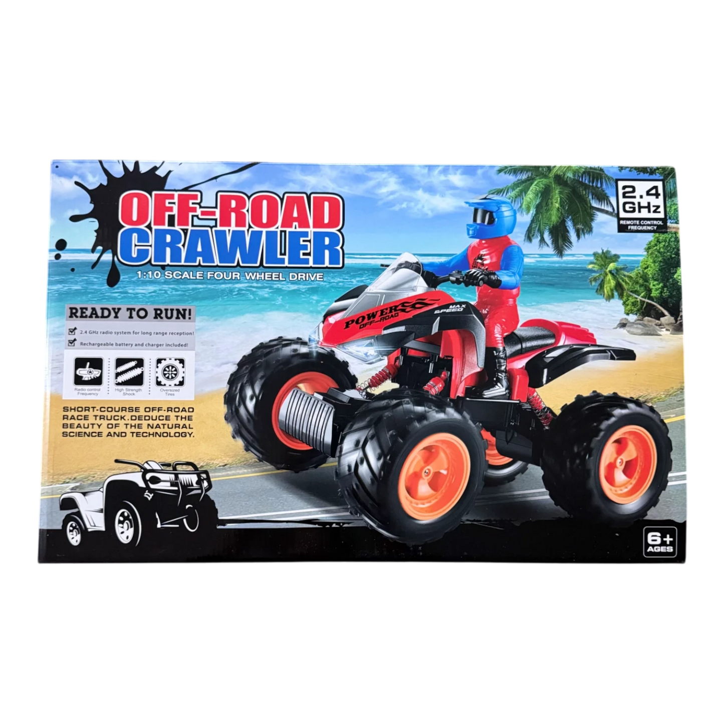4WD Off-Road Crawler RC ATV 1:10 – Four Wheel Drive Remote Control Bike with Rider Toy