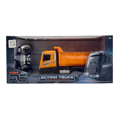 Action RC Dump Truck 2.4GHz Remote Control Vehicle with Lights & Sound for Kids 6+