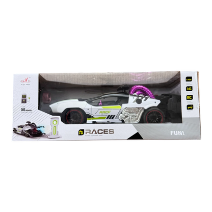 Races RC Car 1:16 Scale 2.4GHz Radio Control Racing Car with Lights & Rechargeable Battery