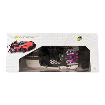 Races RC Car 1:16 Scale 2.4GHz Radio Control Racing Car with Lights & Rechargeable Battery