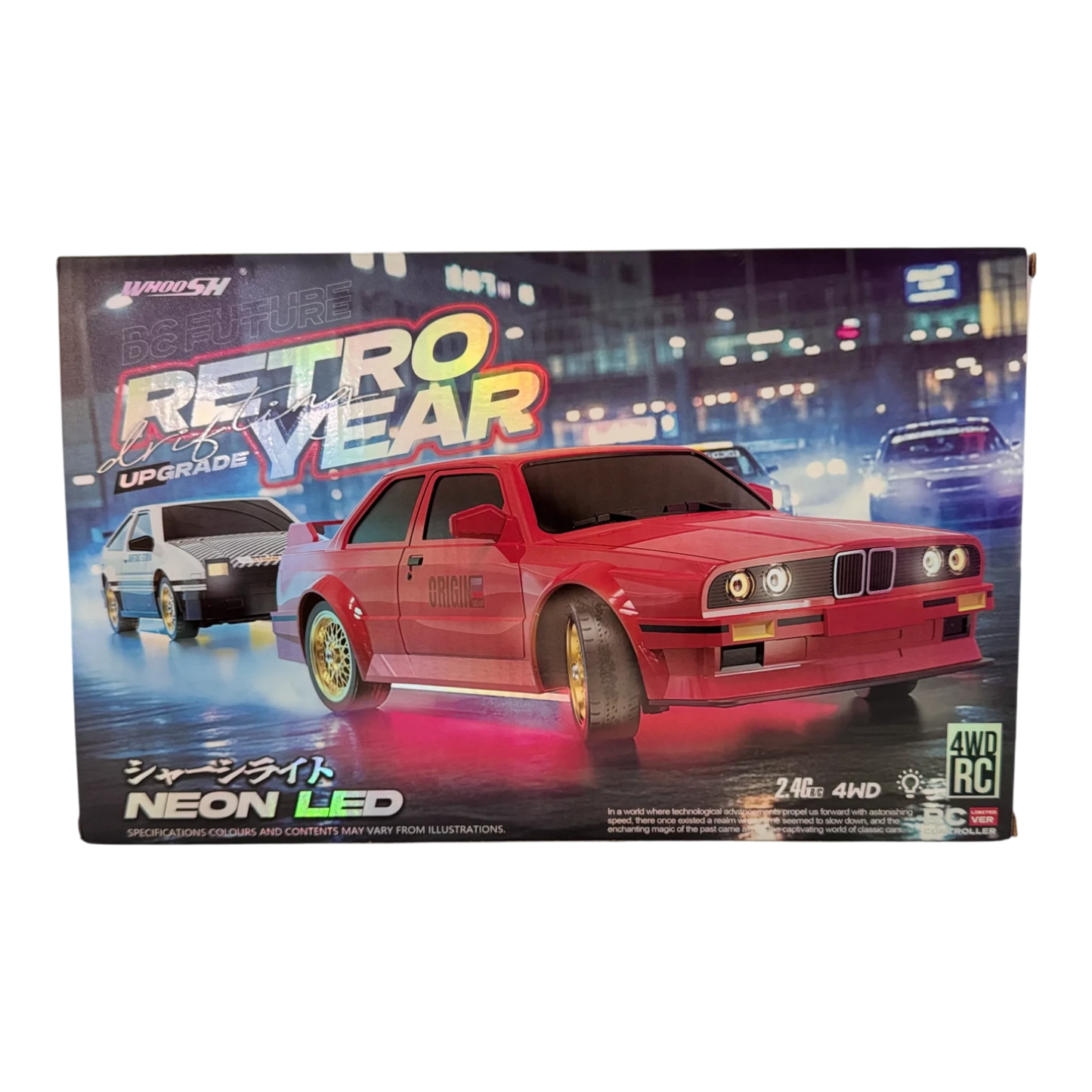 Retro Drift RC Car 4WD 2.4GHz High Speed Racing Car with Neon Lights & Drift Tires