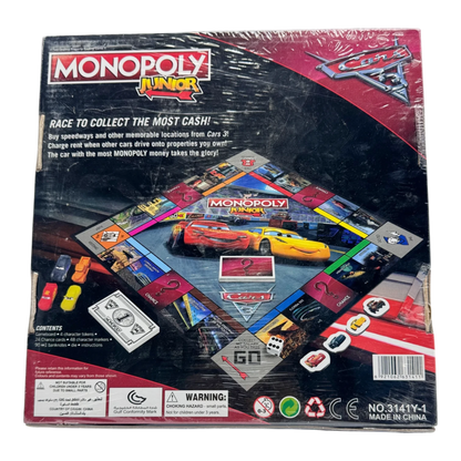 Monopoly Junior Cars Edition Board Game for Kids | Disney Cars Themed Family Game