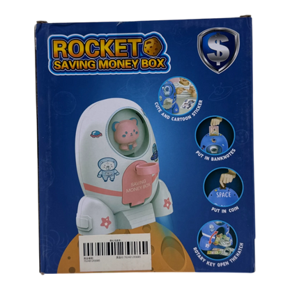 Rocket Saving Money Box for Kids with Coin & Cash Slot | Cute Space Piggy Bank (3+)