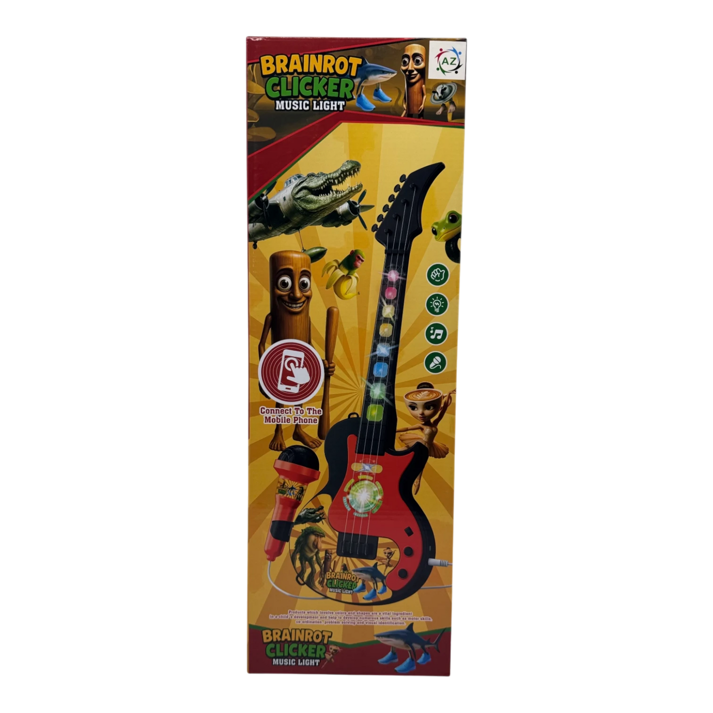 BrainRot Clicker Musical Light Guitar Toy for Kids with Sound & LED Lights