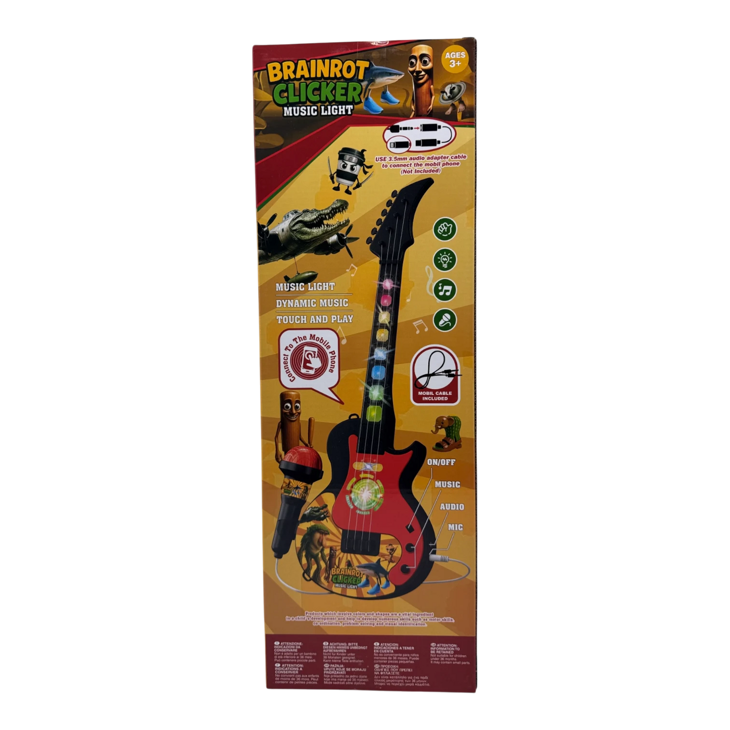 BrainRot Clicker Musical Light Guitar Toy for Kids with Sound & LED Lights