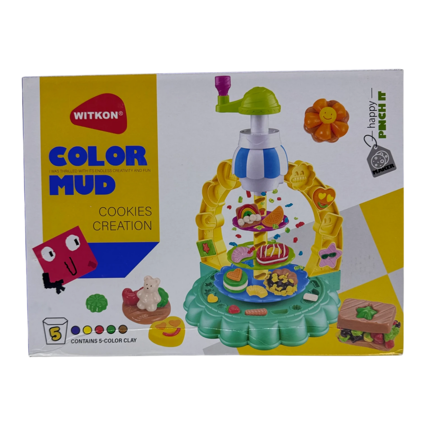 Witkon Color Mud Cookies Creation Play Dough Set for Kids (5 Color Clay Kit)