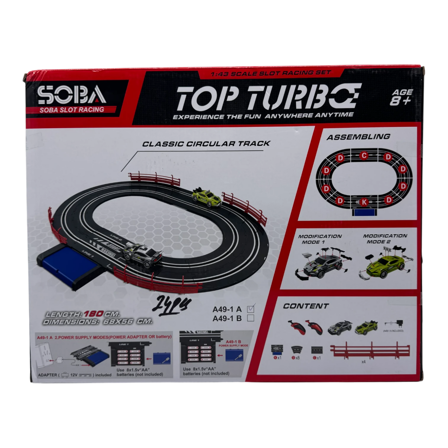 Top Turbo 1:43 Scale Slot Racing Set with 2 Cars & Dual Track | Electric Racing Track Toy