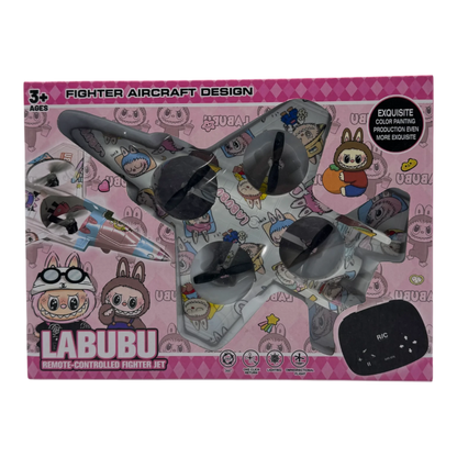 Labubu Remote Control Fighter Jet Toy for Kids with Lights & 360° Flying Action