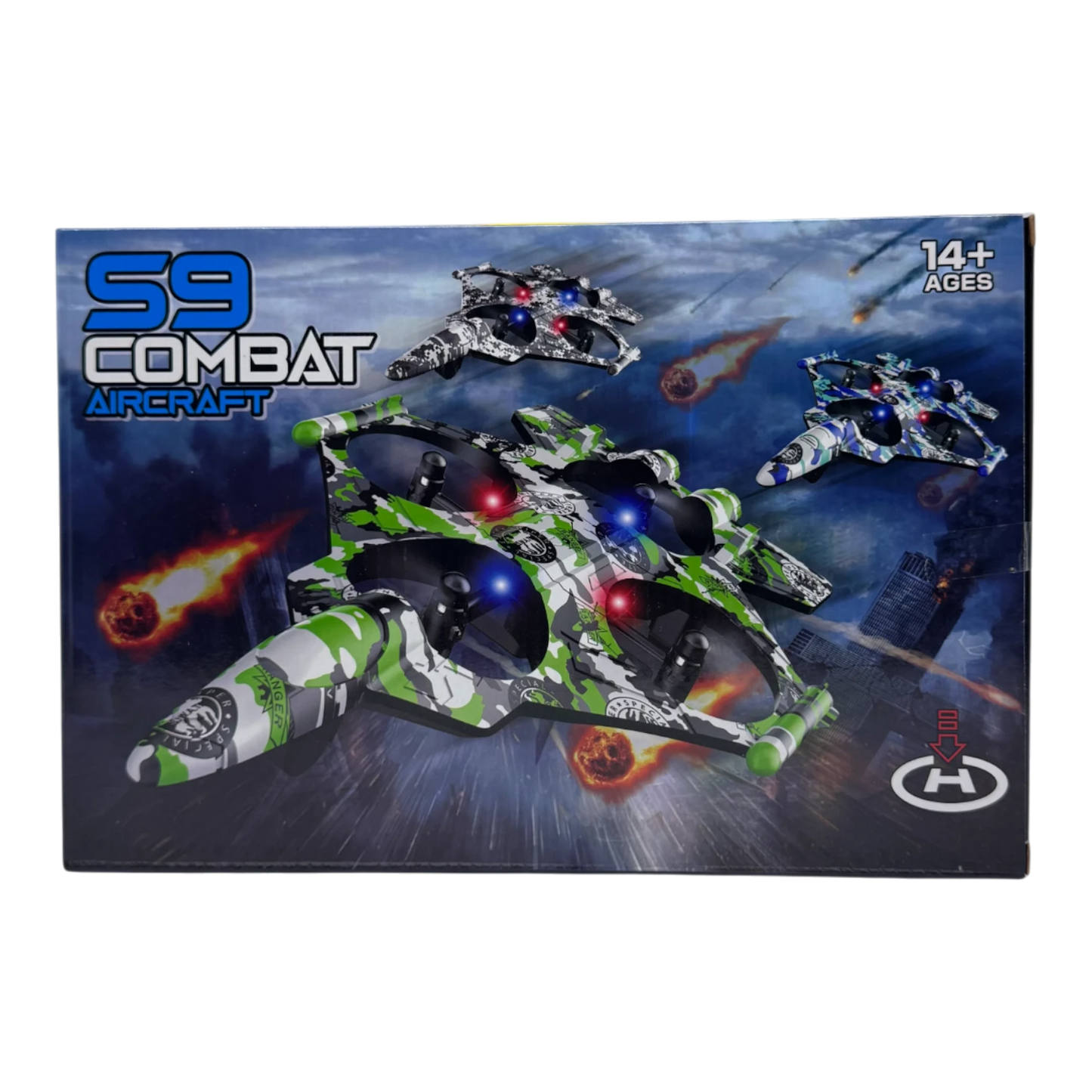 S8 Combat Aircraft RC Drone with LED Lights & Remote Control (Military Style)