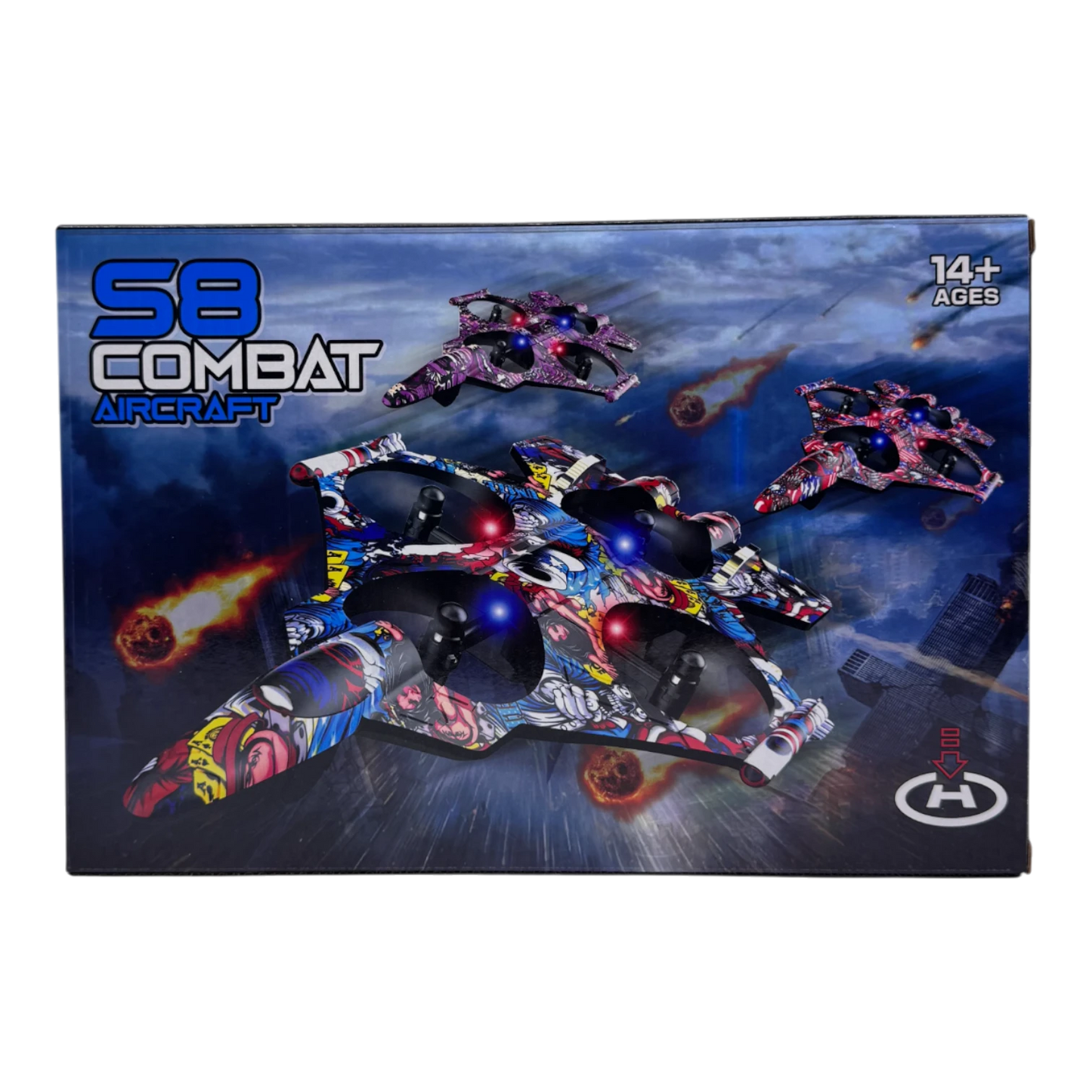 S8 Combat Aircraft RC Drone with LED Lights & Remote Control (Military Style)