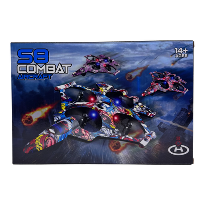 S8 Combat Aircraft RC Drone with LED Lights & Remote Control (Military Style)