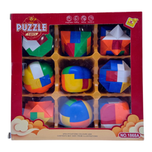 9-Piece 3D Brain Teaser Puzzle Set – Colorful Geometric Logic Toys for Kids