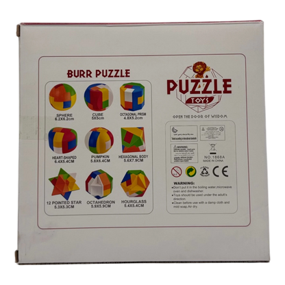 9-Piece 3D Brain Teaser Puzzle Set – Colorful Geometric Logic Toys for Kids